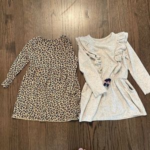 Old Navy animal print long sleeve dress and Cat and Jack speckled dress